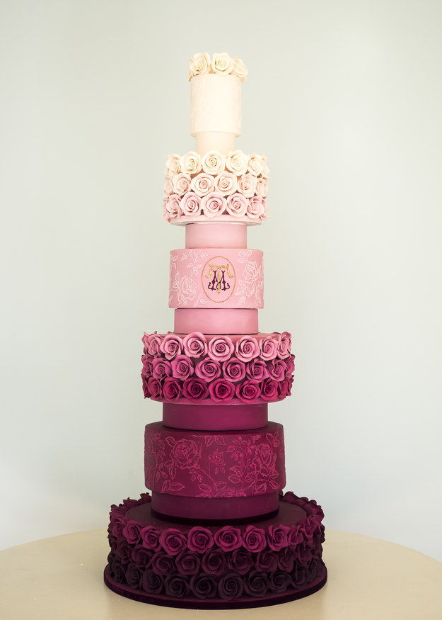 Six-tier Cake with Sugar Roses