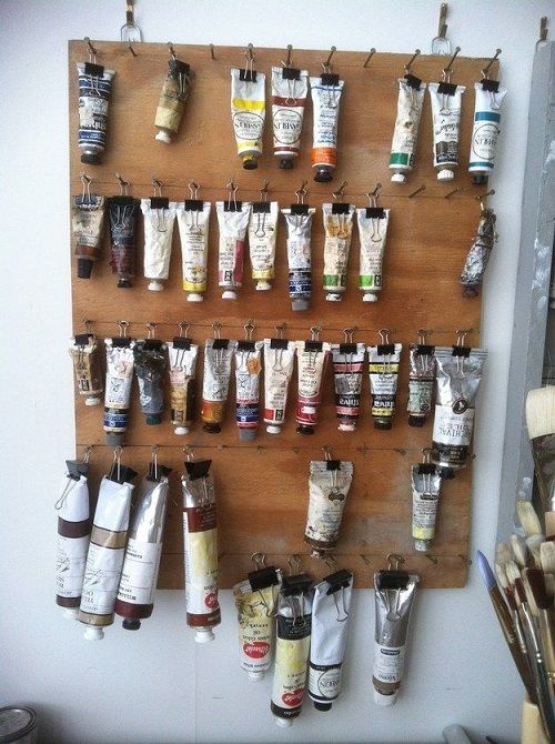 Hang Up Paint Tubes Using Binder Clips