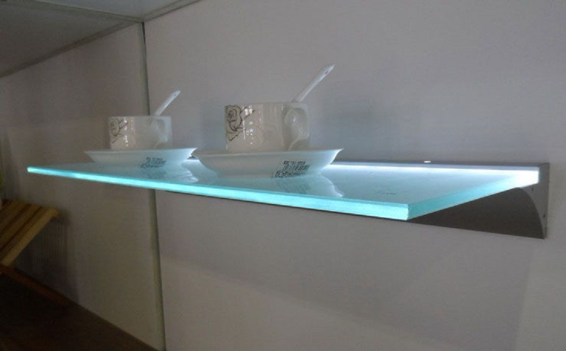 LED Glass Floating Shelf