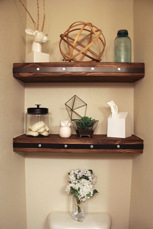Floating Shelves with Faux Rivets