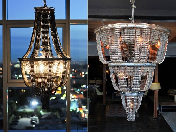 Salvaged Bicycle Chain Chandeliers