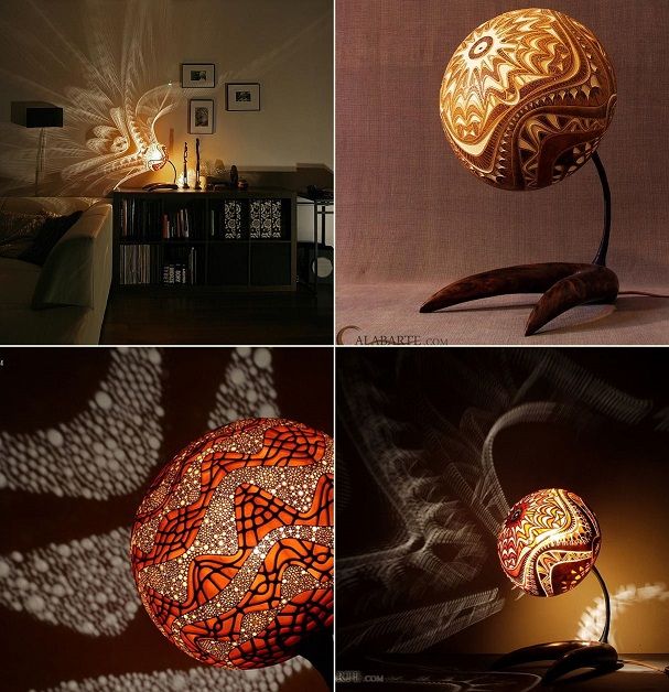 Carved Gourd Lamps