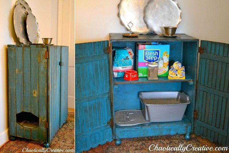 DIY Litter Box Cabinet - Domestically Creative
