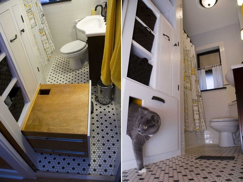 Built-in, Self Venting Cat Box