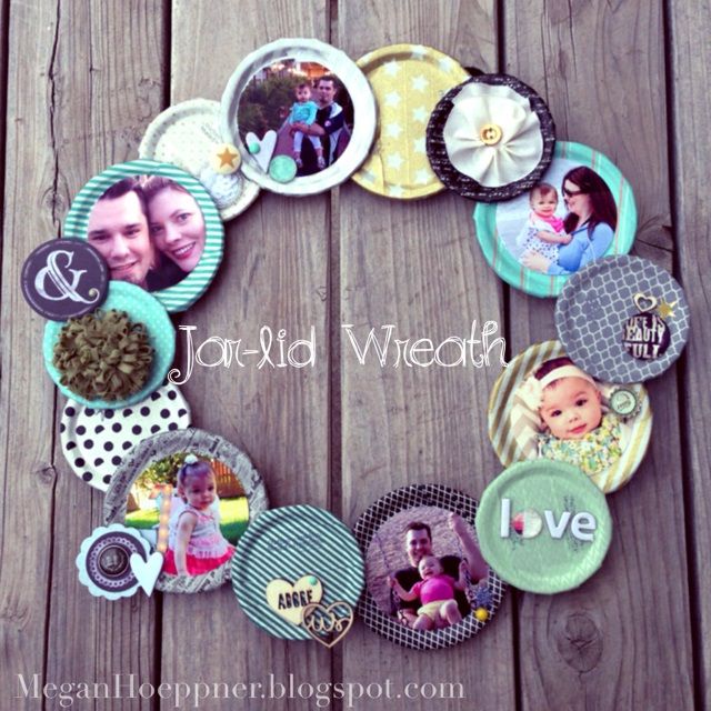 Jar Lid Photo Wreath