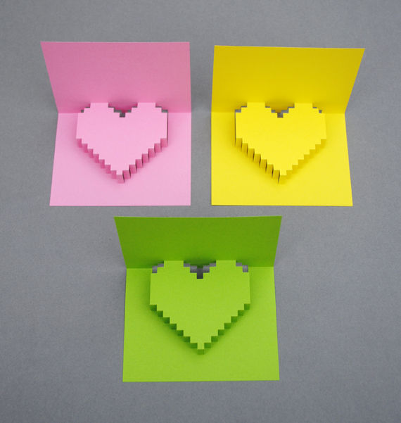 Pixelated Heart Pop-Up Card