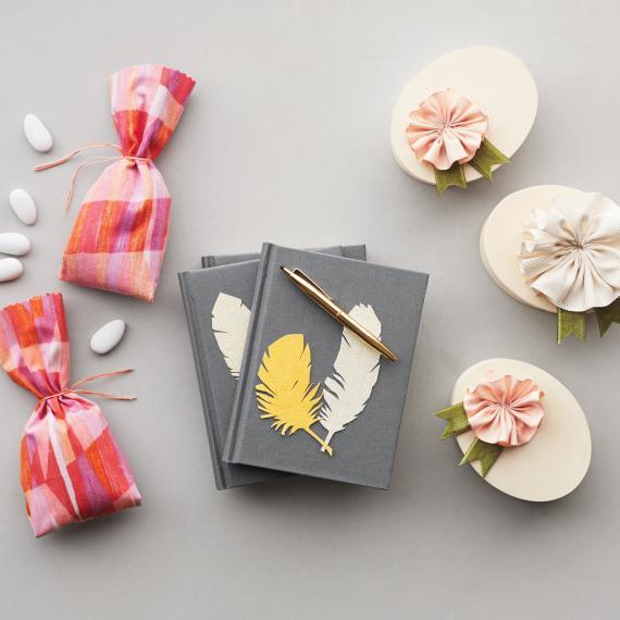 Fabric-Stickered Notebook Favors