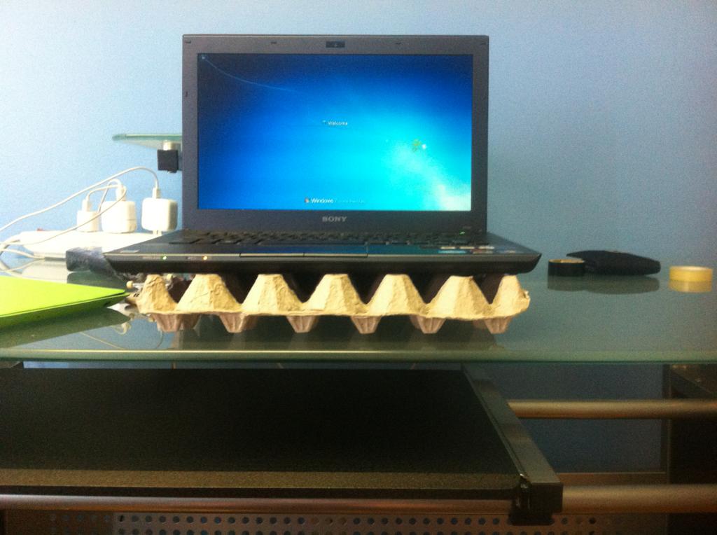 Cool down your laptop with an egg carton