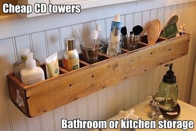 Organize your bathroom with an old CD tower