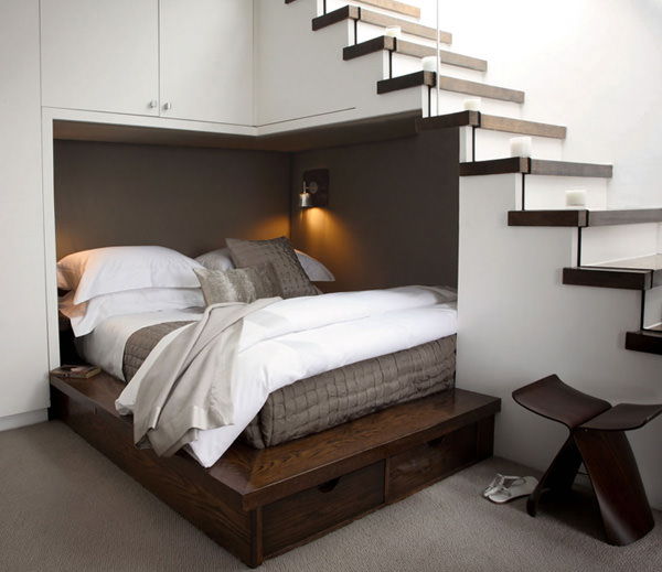 Bed Tucked Under the Stairway