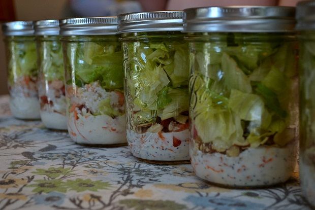 Pack salads in mason jars for freshness on the go