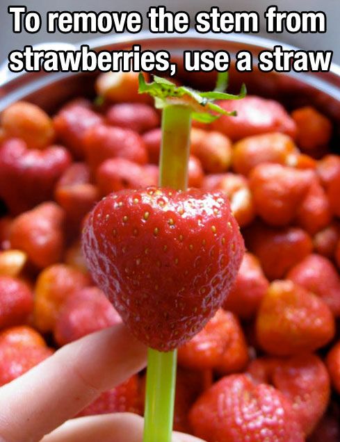 Use a Straw to Remove the Stem from Strawberries