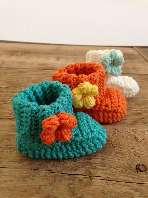 Spring Flower Baby Booties