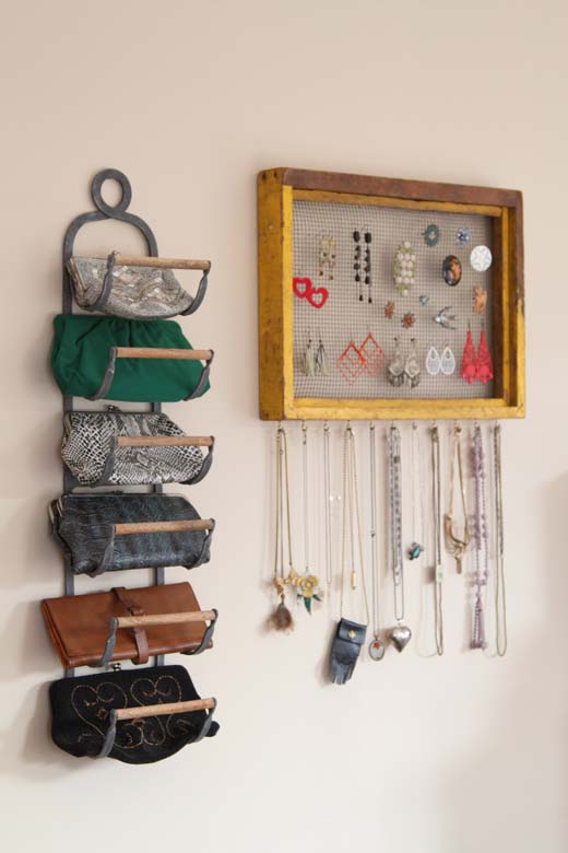 Salvaged Vintage Jewelry and Purse Display
