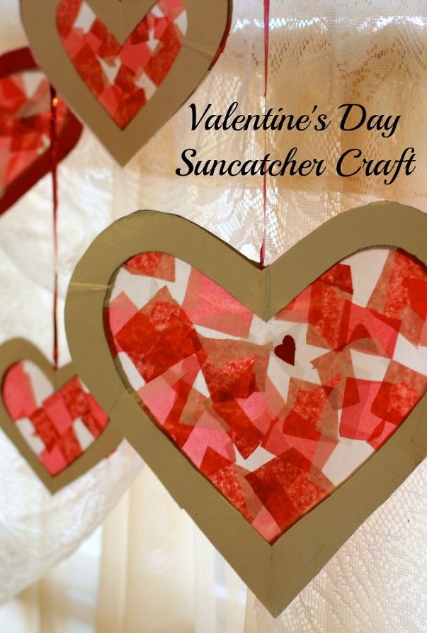 Tissue Paper Heart Suncatcher