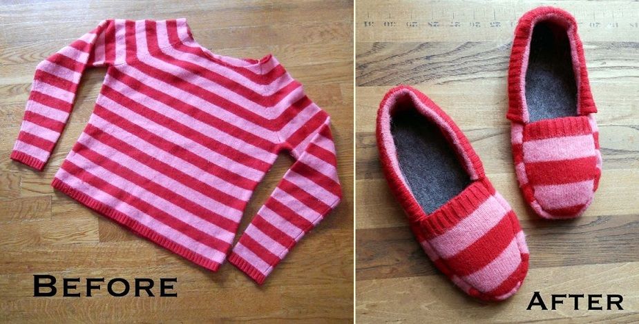 Upcycled Sweater Slippers