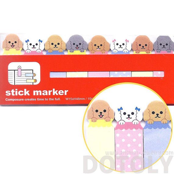 Poodle Puppy Dog Sticky Memo Post-it Index Bookmark Tabs