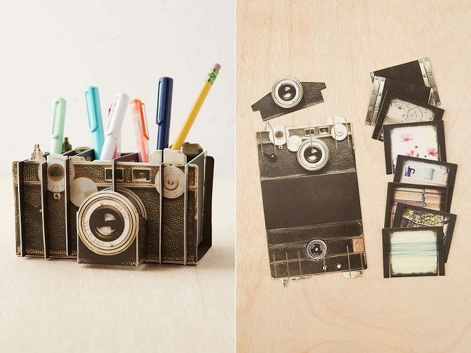 Vintage Camera Artful Desk Organizer