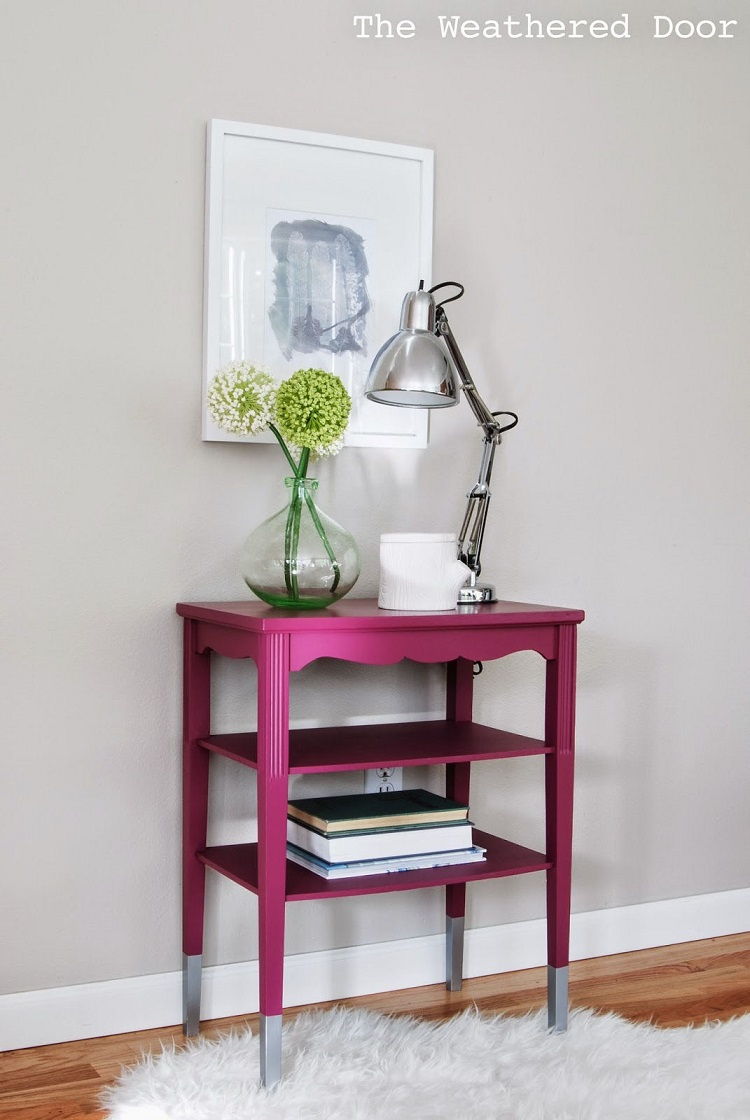 Magenta Table with Silver Dipped Legs