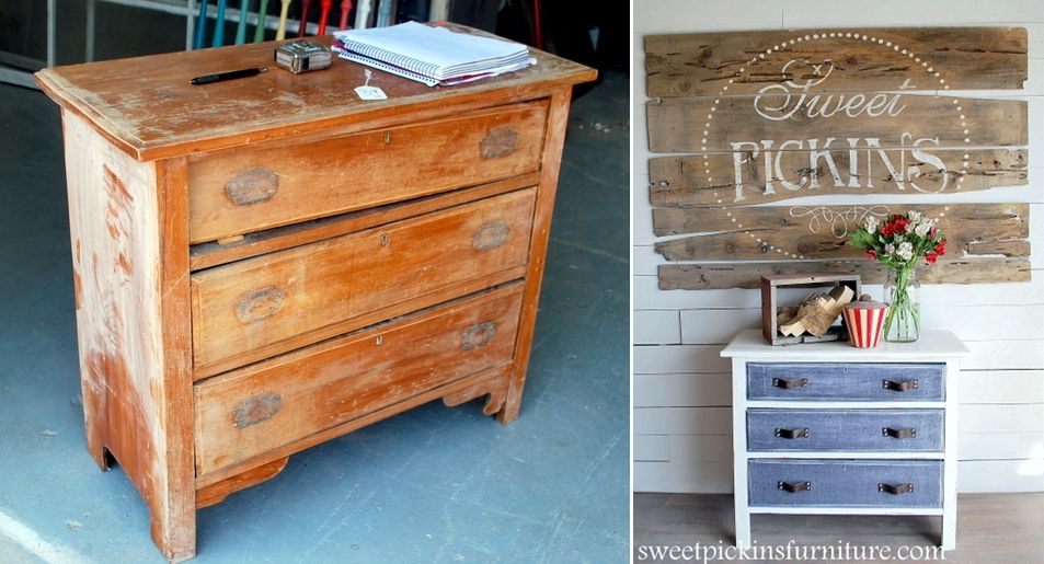 Antique Dresser with Denim Treatment