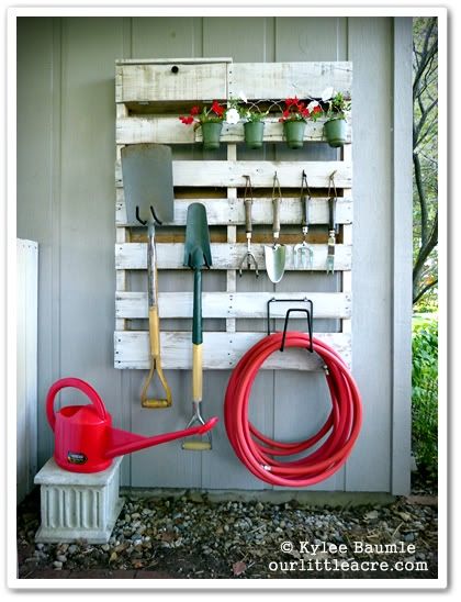 Pallet Hanging Planter and Tool Organizer