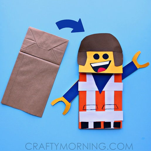 Paper Bag Lego Man Puppet