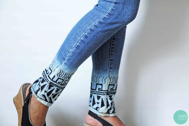 Bleach Dipped Aztec Jeans