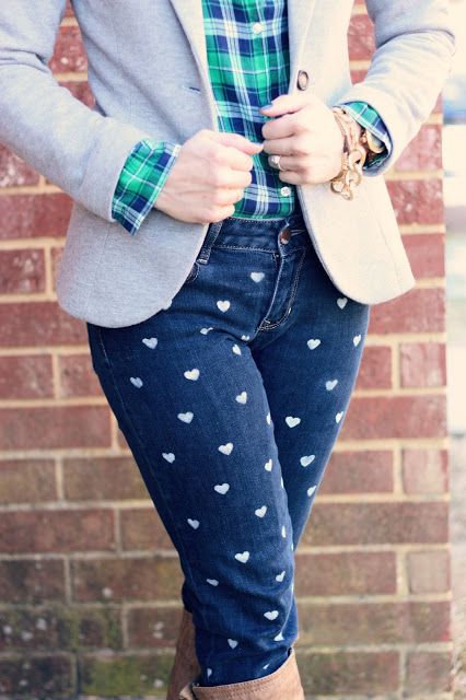 Heart Pattern Jeans