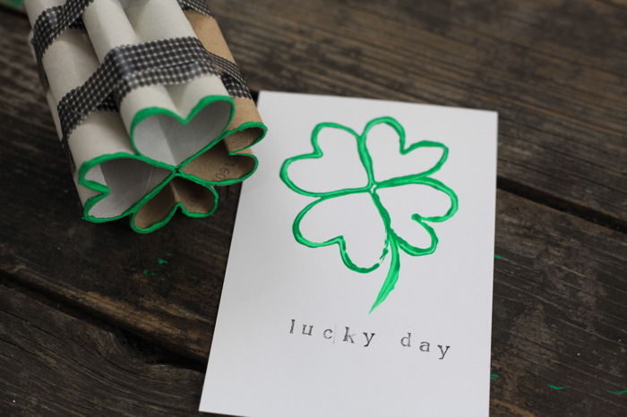 Leaf Clover Stamps from Toilet Paper Rolls