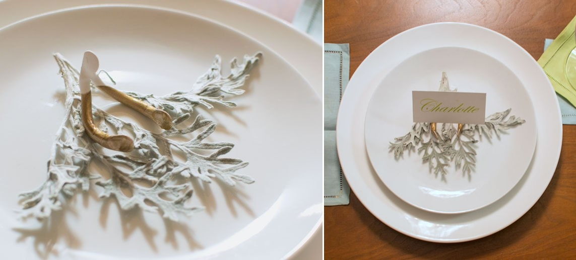 Gold Dipped Wishbone Place Card Holders