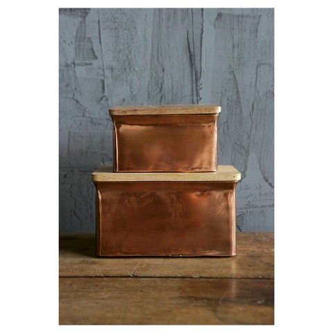 Aluminum Boxes with Wood Lid Copper Finish