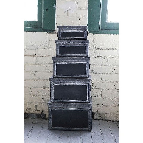 Metal Bins with Chalkboard Fronts