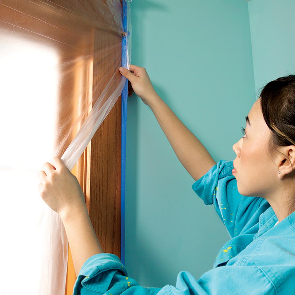 Use Wide Tape and Plastic to Protect Doors and Windows