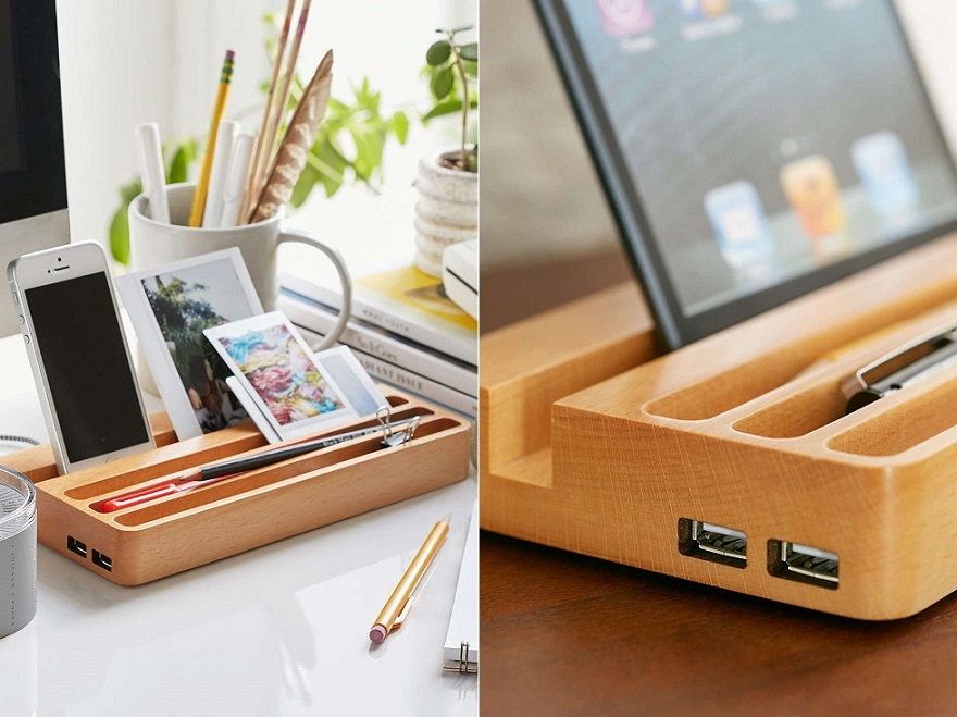 Wood Charging Station and Organizer