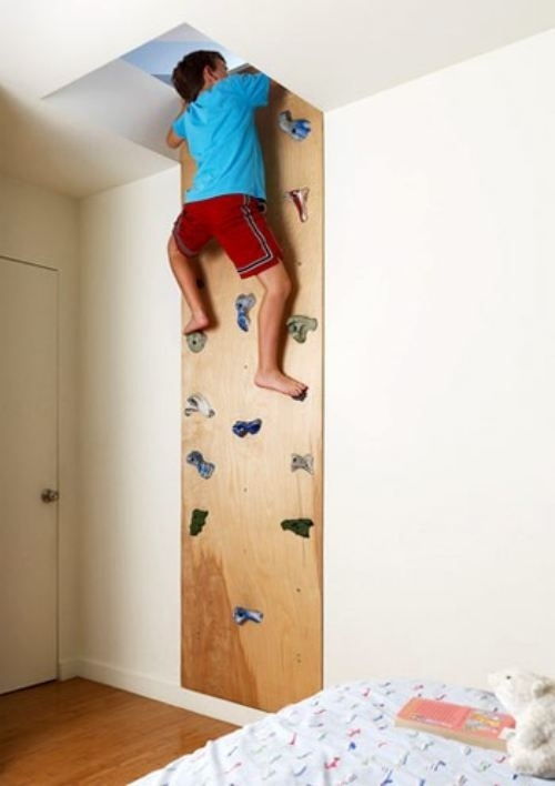 A Rock Climbing Wall that Takes to Another Room